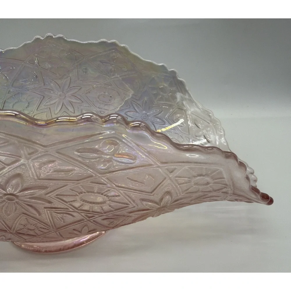 Lenox Imperial Glass Banana Boat,‎ Pink Iridescent Fruit Bowl, Hattie Pattern